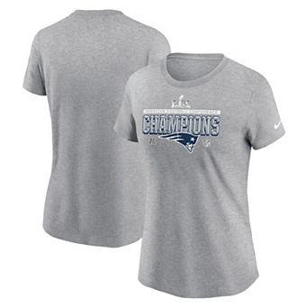Women's Nike Heather Gray New England Patriots 2025 AFC Champions Locker Room Trophy Collection T-Shirt