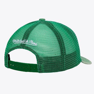 Men's Mitchell & Ness Kelly Green Boston Celtics Gameday Snow Wash Adjustable Trucker Hat