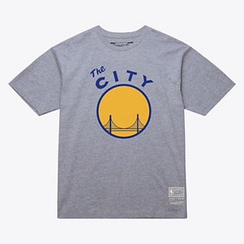 Unisex Mitchell & Ness Heather Gray Golden State Warriors Hardwood Classics Arch T-Shirt