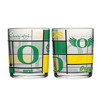 Logo Brands Oregon Ducks 12oz. Quilted Stained Two-Pack Rocks Glass Set