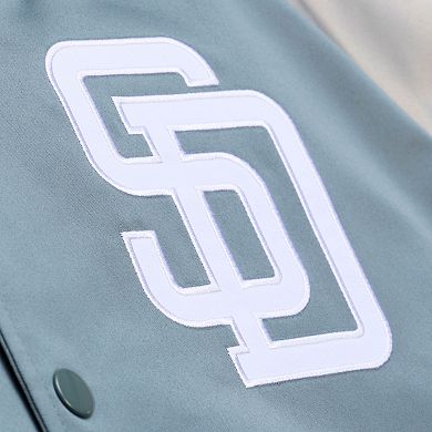 Men's Mitchell & Ness Gray San Diego Padres Thunderstorm Head Coach Lightweight Satin Full-Snap Jacket