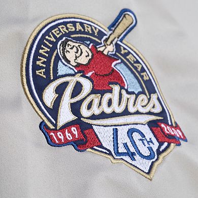 Men's Mitchell & Ness Gray San Diego Padres Thunderstorm Head Coach Lightweight Satin Full-Snap Jacket