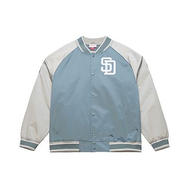 Men's Mitchell & Ness Gray San Diego Padres Thunderstorm Head Coach Lightweight Satin Full-Snap Jacket