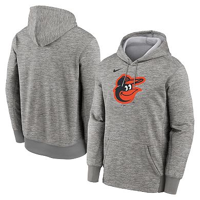 Men's Nike Heather Gray Baltimore Orioles Primary Logo Therma Hoodie