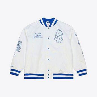 Men's Mitchell & Ness White Chicago Cubs Cooperstown Collection Lightweight Satin Full-Snap Jacket