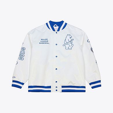 Men's Mitchell & Ness White Chicago Cubs Cooperstown Collection Arctic Lightweight Satin Full-Snap Jacket