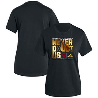 Women's adidas Black Indiana Hoosiers College Football Playoff 2025 National Champions Never Doubt Us T-Shirt
