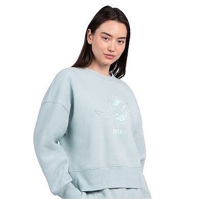 Women's Starter Mint Miami Dolphins Travel Pastels Boxy Fleece Sweatshirt