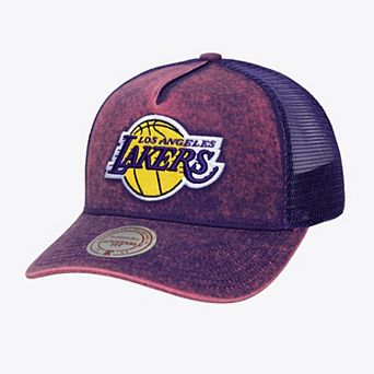 Men's Mitchell & Ness Purple Los Angeles Lakers Gameday Snow Wash Adjustable Trucker Hat