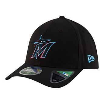 Men's New Era Black Miami Marlins Player Replica 39THIRTY M-Crown Flex Hat