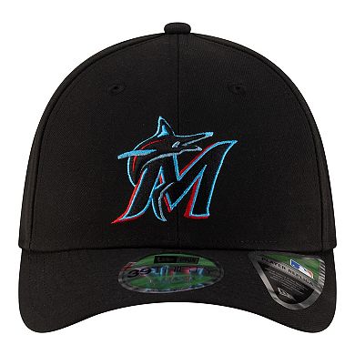 Men's New Era Black Miami Marlins Player Replica 39THIRTY M-Crown Flex Hat