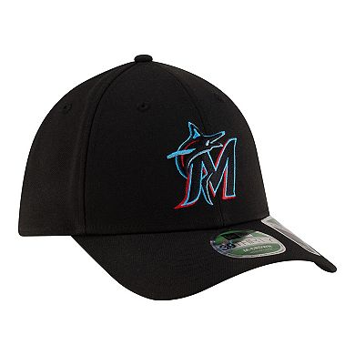 Men's New Era Black Miami Marlins Player Replica 39THIRTY M-Crown Flex Hat