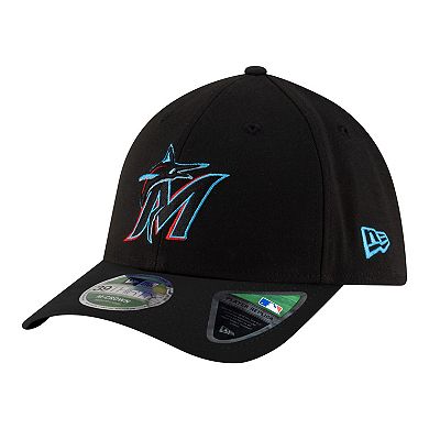 Men's New Era Black Miami Marlins Player Replica 39THIRTY M-Crown Flex Hat
