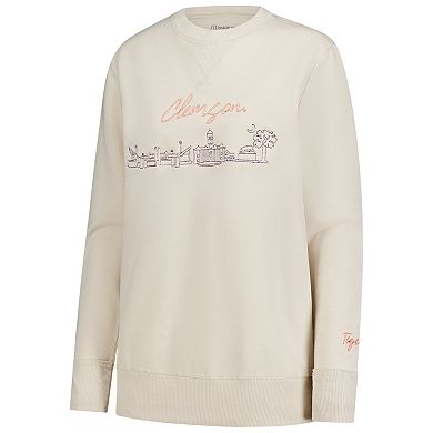 Women's Natural Clemson Tigers Campus Vintage Wash Fleece Sweatshirt