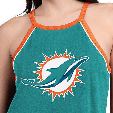 Women's G-III 4Her by Carl Banks Aqua Miami Dolphins Redemption Win Slub Tank Top