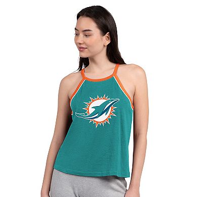 Women's G-III 4Her by Carl Banks Aqua Miami Dolphins Redemption Win Slub Tank Top