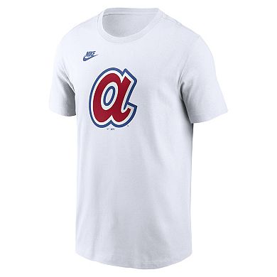 Men's Nike White Atlanta Braves Cooperstown Collection Logo T-Shirt