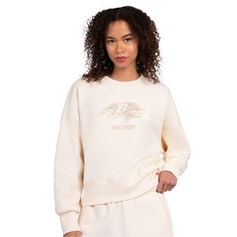 Women's Starter Cream Baltimore Ravens Travel Pastels Boxy Fleece Sweatshirt