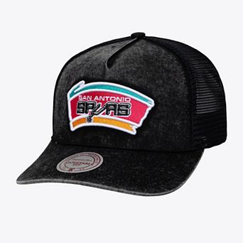 Men's Mitchell & Ness Black San Antonio Spurs Gameday Snow Wash Adjustable Trucker Hat