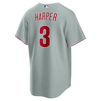 Men's Nike Bryce Harper Gray Philadelphia Phillies Road Replica Jersey