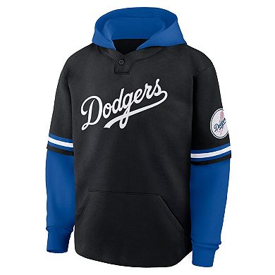 Men's Fanatics Black/Royal Los Angeles Dodgers Oversized Fire Speed Layered Hoodie