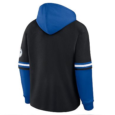 Men's Fanatics Black/Royal Los Angeles Dodgers Oversized Fire Speed Layered Hoodie