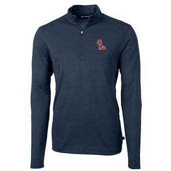 Men's Cutter & Buck Navy Ole Miss Rebels Virtue Eco Pique Recycled Quarter-Zip Jacket