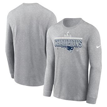 Men's Nike Heather Gray New England Patriots 2025 AFC Champions Locker Room Trophy Collection Long Sleeve T-Shirt