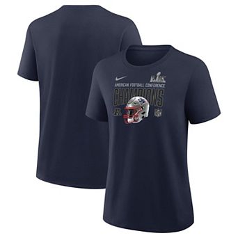 Women's Nike Navy New England Patriots 2025 AFC Champions Helmet T-Shirt