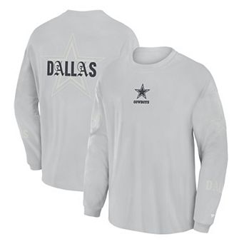 Men's Fanatics Gray Dallas Cowboys Oversized Type Play Long Sleeve T-Shirt