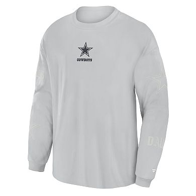 Men's Fanatics Gray Dallas Cowboys Oversized Type Play Long Sleeve T-Shirt