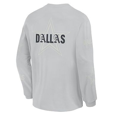 Men's Fanatics Gray Dallas Cowboys Oversized Type Play Long Sleeve T-Shirt