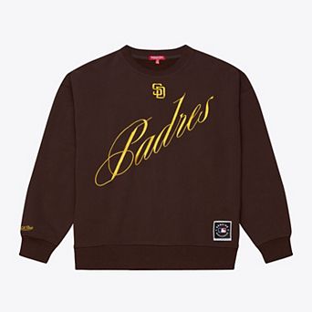 Women's Mitchell & Ness Brown San Diego Padres Script Sweatshirt