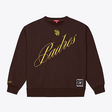 Women's Mitchell & Ness Brown San Diego Padres Script Sweatshirt