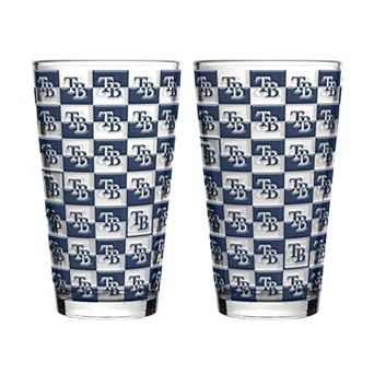 Logo Brands Tampa Bay Rays Two-Pack Gridiron Stained 16oz. Pint Glass Set