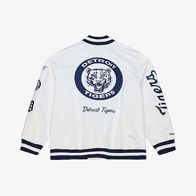 Men's Mitchell & Ness White Detroit Tigers Cooperstown Collection Arctic Lightweight Satin Full-Snap Jacket