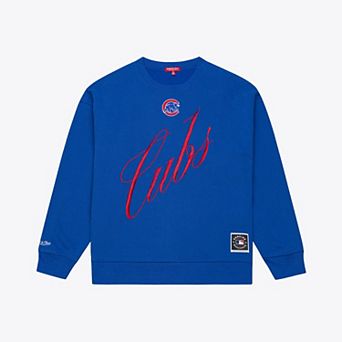 Women's Mitchell & Ness Royal Chicago Cubs Script Sweatshirt