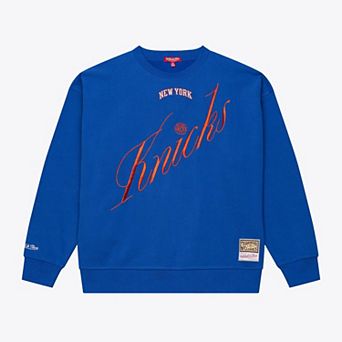 Women's Mitchell & Ness Royal New York Knicks Hardwood Classics Script Lightweight Sweatshirt