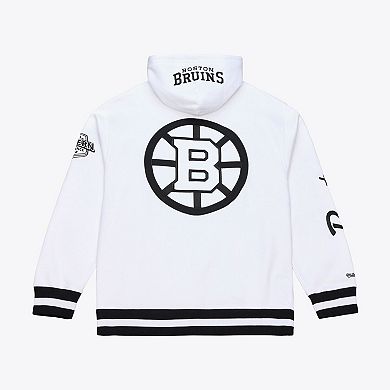 Men's Mitchell & Ness White Boston Bruins Arctic Fleece Hoodie