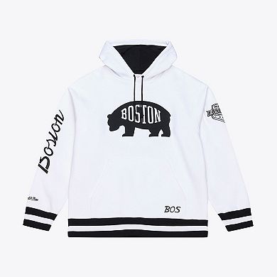 Men's Mitchell & Ness White Boston Bruins Arctic Fleece Hoodie