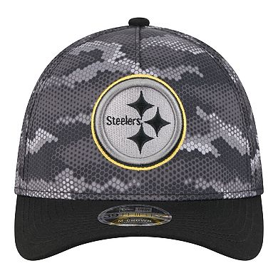 Men's New Era Black Pittsburgh Steelers Camo A-Frame 39THIRTY Flex Hat