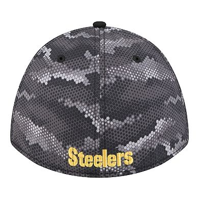 Men's New Era Black Pittsburgh Steelers Camo A-Frame 39THIRTY Flex Hat