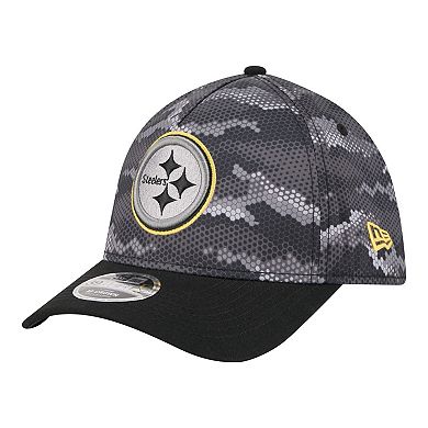 Men's New Era Black Pittsburgh Steelers Camo A-Frame 39THIRTY Flex Hat