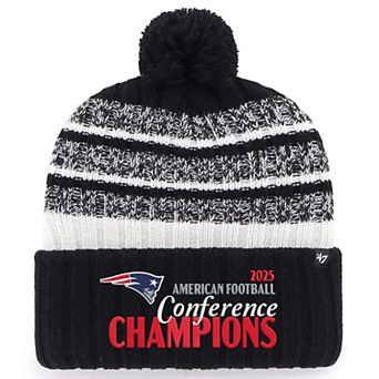 Men's '47 Black New England Patriots 2025 AFC Champions Tavern Cuffed Knit Hat with Pom