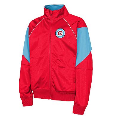 Youth Outerstuff Red/Blue Chicago Fire Color Blocked Full-Zip Track Jacket