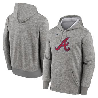 Men's Nike Heather Gray Atlanta Braves Primary Logo Therma Hoodie