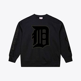 Men's Mitchell & Ness Black Detroit Tigers Phantom Fleece Crewneck Sweatshirt