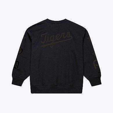 Men's Mitchell & Ness Black Detroit Tigers Phantom Fleece Crewneck Sweatshirt