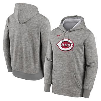 Men's Nike Heather Gray Cincinnati Reds Primary Logo Therma Hoodie