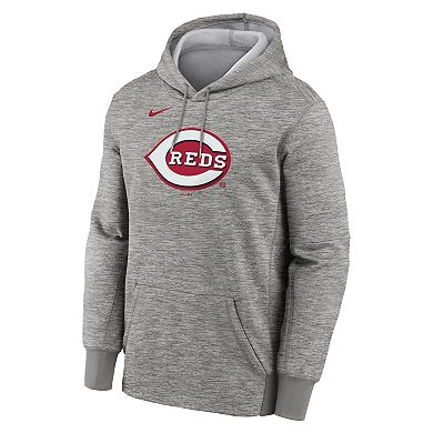 Men's Nike Heather Gray Cincinnati Reds Primary Logo Therma Hoodie